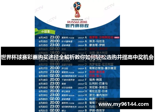 世界杯球赛彩票购买途径全解析教你如何轻松选购并提高中奖机会